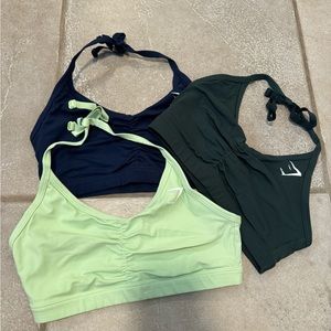 Pack of 3 gymshark ruched sports bra in small